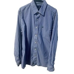 American Eagle Outfitters Men Blue White Stripe Long Sleeve Button Down Shirt XL